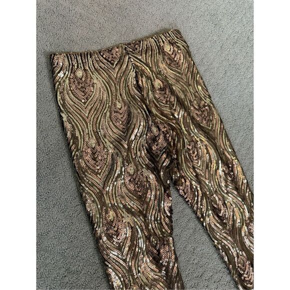 Gianni Bini Gold Silver Sequins Part Pants Leggings XS - Picture 4 of 6